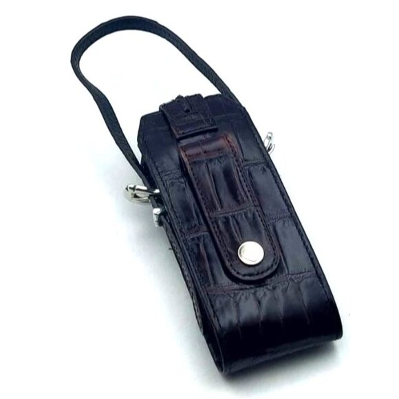 Brighton Two Tone Croc Embossed Leather Phone Case Silverplated Adjustable Strap - Picture 2 of 8